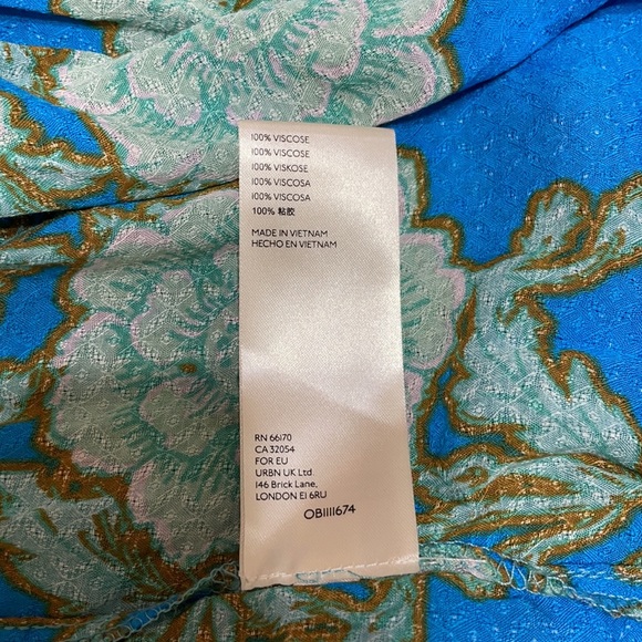 FREE PEOPLE Blue Boho Floral Print Crinkle Maxi Dress Teal Hanalei Bay - Picture 14 of 16